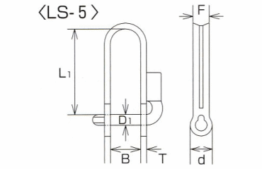 水本機械 ステンレス レバーピンシャックルの寸法図
