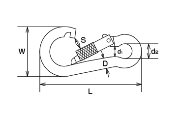 水本機械 ステンレス 環付スナップフックNBの寸法図