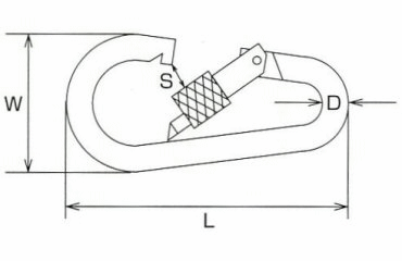 水本機械 ステンレス ナス型カラビナ(環なし)の寸法図