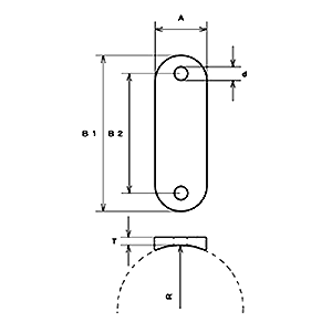 水本機械 ステンレス パッドアイ用裏板 (曲面用)(PDB-R)の寸法図