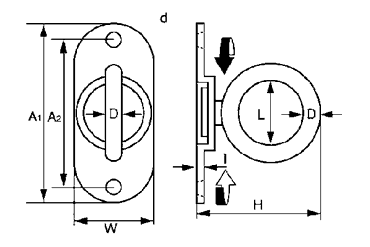 水本機械 ステンレス 回転パッドアイの寸法図