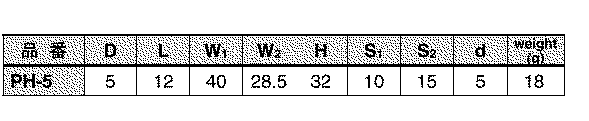 水本機械 ステンレス プレートフック (PH)の寸法表