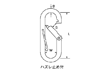 水本機械 ステンレス プチカラビナ(ハズレ止め付)の寸法図