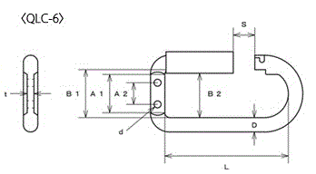 水本機械 ステンレス クイックロックキャッチ (ベルトタイプ)(QLC)の寸法図