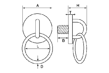 水本機械 ステンレス ネジ込みラウンドアイ丸カン(アンカープラグ付)の寸法図