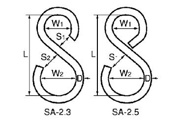 水本機械 ステンレス Sカン SA型の寸法図