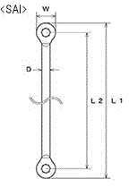 水本機械 ステンレス Sフック (ストレートタイプ)(SAI)の寸法図