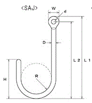 水本機械 ステンレス Sフック (フックタイプ)(SAJ)の寸法図