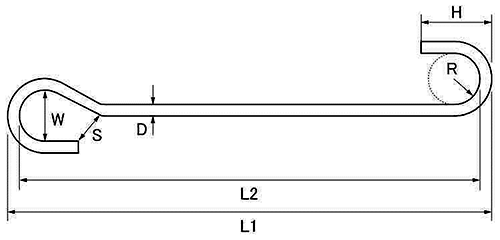 水本機械 ステンレス ひっかけSカン (SAU)の寸法図