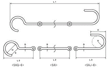 水本機械 ステンレス 連結Sカン(Q＆J)(SAW-6-QJ)の寸法図