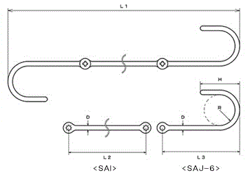 水本機械 ステンレス 連結Sカン(J＆J)(SAW-6-JJ)の寸法図