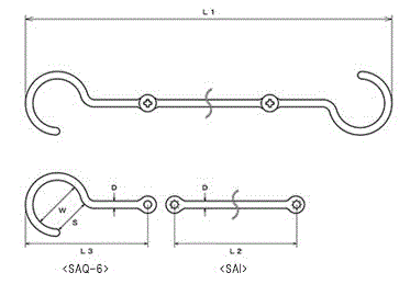 水本機械 ステンレス 連結Sカン(Q＆Q)(SAW-6-QQ)の寸法図