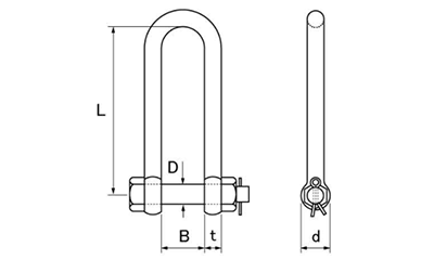 水本機械 ステンレス ロング SBMLシャックルの寸法図