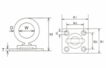 水本機械 ステンレス 回転アイプレート (SI)の寸法図