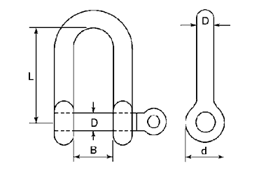 水本機械 ステンレス ロングネジシャックルの寸法図