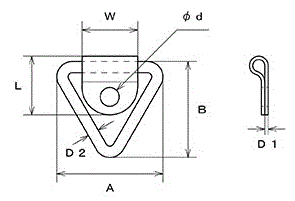 水本機械 ステンレス グランドフック (TFT)の寸法図