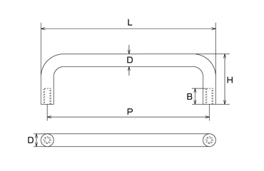 水本機械 ステンレス 引き取手A型(めねじ) TOAの寸法図