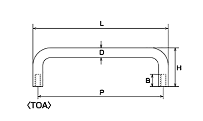 水本機械 ステンレス 引き取手A型(めねじ) TOA-Nの寸法図