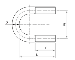 水本機械 ステンレス 一般鋼管用Uボルトの寸法図