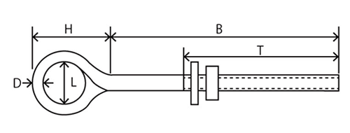 水本機械 ステンレス ウルトラロングアイボルト(ミリネジ)の寸法図