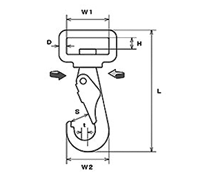 水本機械 ステンレス スイベルベルトスナップ (VF)の寸法図