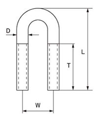 水本機械 ステンレス 豆Uボルトの寸法図