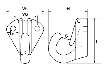 水本機械 ステンレス ウォールフックの寸法図