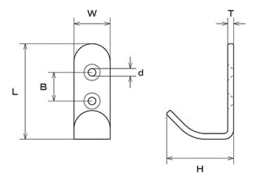 水本機械 ステンレス シートフックL型 (YFL)の寸法図