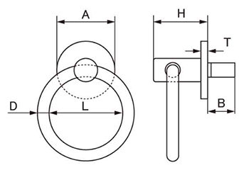 水本機械 ステンレス 座付リングボルト(鉄カットアンカー付)(ZLB)の寸法図