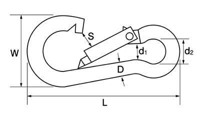 水本機械 アルミ スナップフック(ALB)の寸法図
