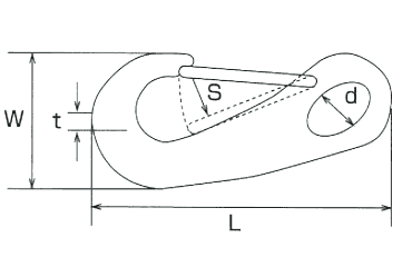 水本機械 チタン マガタマフックの寸法図