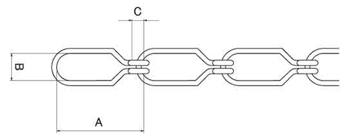 ニッサチェイン 鉄 ライトチェーン (IR)の寸法図