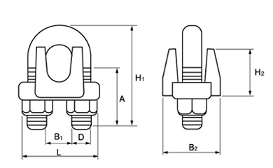 鉄 ワイヤクリップ (ニッサチェイン/ 輸入品)(インチ・ウイット)の寸法図