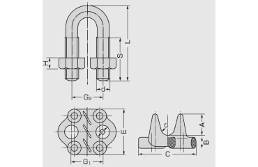 鍛造製JIS形ワイヤークリップ(F形)JIS B2809の寸法図