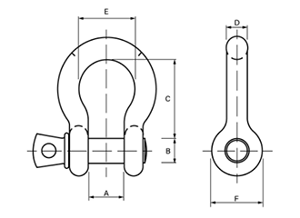 鋼 クロスビー スクリューピン・バウタイプシャックル (G209)の寸法図