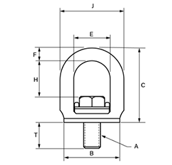 鋼 クロスビー スライドロック (SL-150)(360度回転型 アイボルト)の寸法図