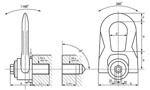 鋼 ダブルスイベルリング 極東技研工業 (DSR)の寸法図