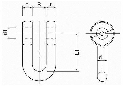 鉄 超強力シャックルナットタイプ SBストレート型 (コンドーテック品)の寸法図