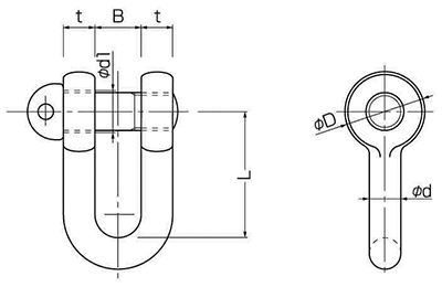 鉄 JIS規格シャックルねじ込タイプ SCストレート型 (コンドーテック品)の寸法図