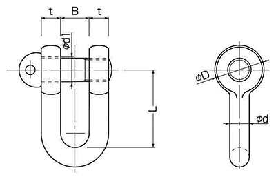 鉄 KONDO規格シャックルねじ込タイプ SCストレート型 (コンドーテック品)の寸法図