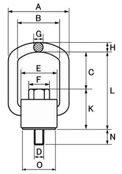 鋼 フレノ・リンクボルト (A型)(自在形アイボルト)の寸法図