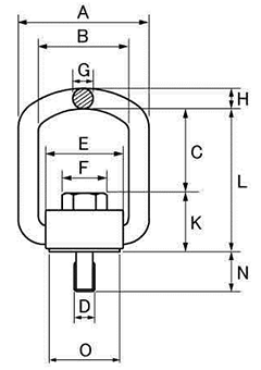 鋼 フレノ・リンクボルト (B型)(自在形アイボルト)の寸法図