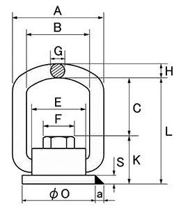 鋼 フレノ・リンクボルト (C型)(自在形アイボルト)の寸法図
