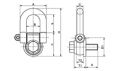 横兵衛 3S(サイド セーフティ シャックル)(横吊り用) (浪速鉄工製)の寸法図