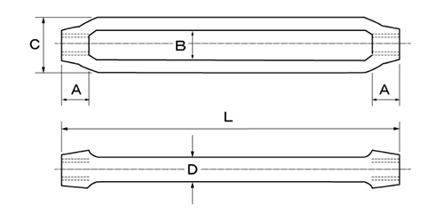 鉄 割り枠式ターンバックル 枠のみ(ミリネジ)の寸法図