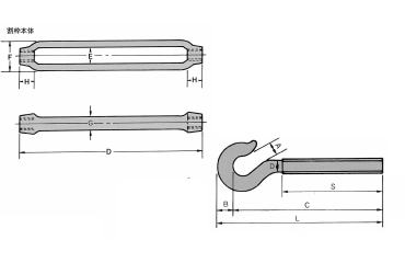 鉄 割り枠式ターンバックル (両フック)(一般品)