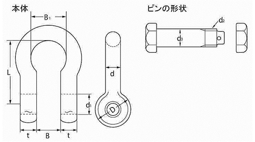 鉄 JISシャックル (M級) BBバウ型 (大洋製器工業)