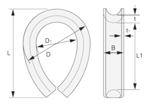 鉄 A形シンブル (普通品) ドブ(溶融亜鉛めっき)(大洋製器工業)の寸法図