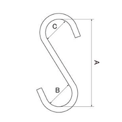 ニッサチェイン ステンレス Sフック (ロングタイプ)(SSH)の寸法図