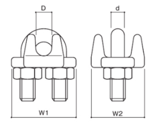 ステンレスSUS304 ワイヤクリップ (WC)(ふじわら)の寸法図